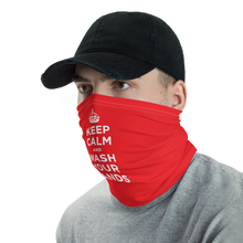 Red Keep Calm and Wash Your Hands Neck Gaiter Masks by Design Express