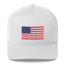 White United States Flag "Solo" Trucker Cap by Design Express