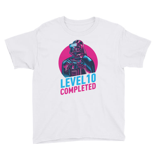 White / XS Darth Vader Level 10 Completed Youth Short Sleeve T-Shirt by Design Express