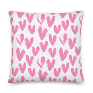 Pink Heart Pattern Premium Pillow by Design Express