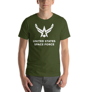 Olive / S United States Space Force "Reverse" Short-Sleeve Unisex T-Shirt by Design Express