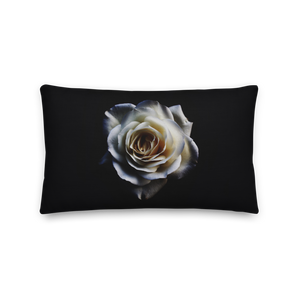 White Rose on Black Premium Pillow by Design Express