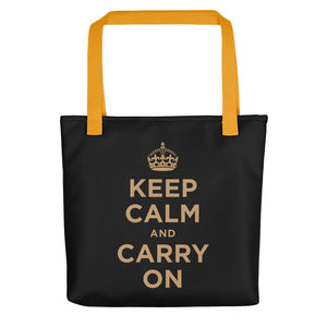 Yellow Keep Calm and Carry On (Black Gold) Tote bag Totes by Design Express