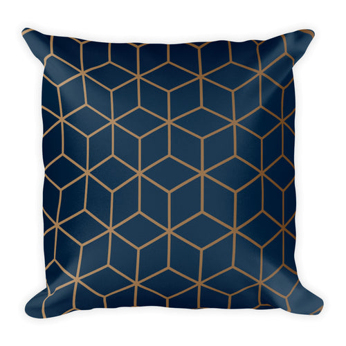 Default Title Diamonds Navy Gold Square Premium Pillow by Design Express