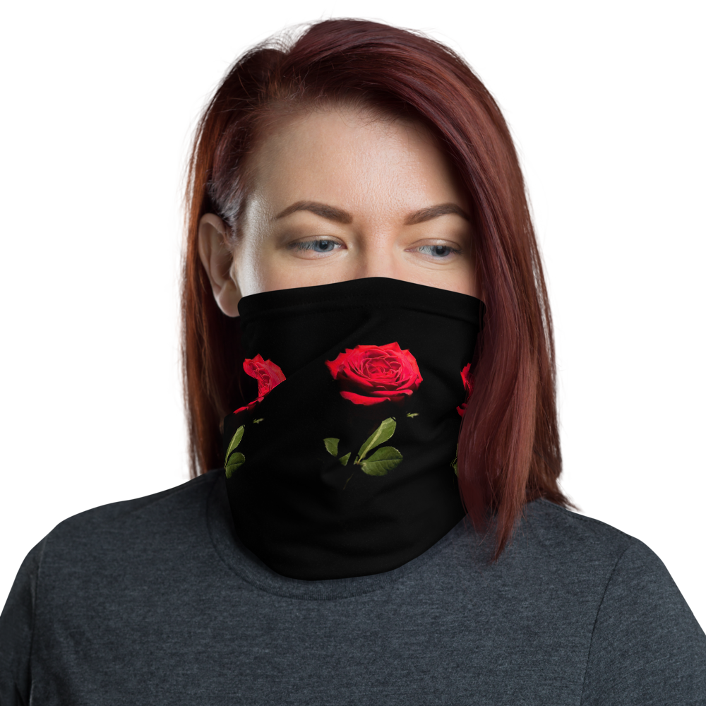 Default Title Red Rose on Black Neck Gaiter Masks by Design Express