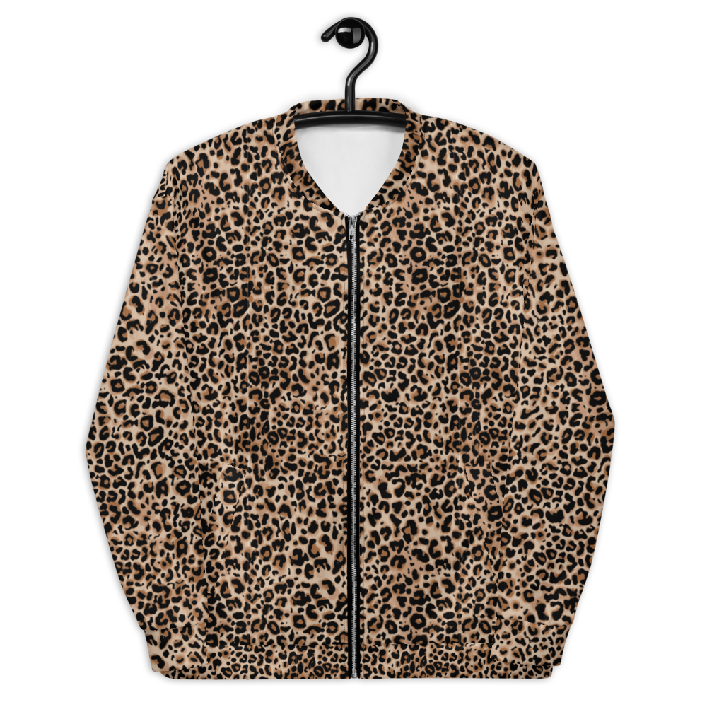 XS Golden Leopard Unisex Bomber Jacket by Design Express