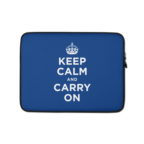 13 in Navy Keep Calm and Carry On Laptop Sleeve by Design Express