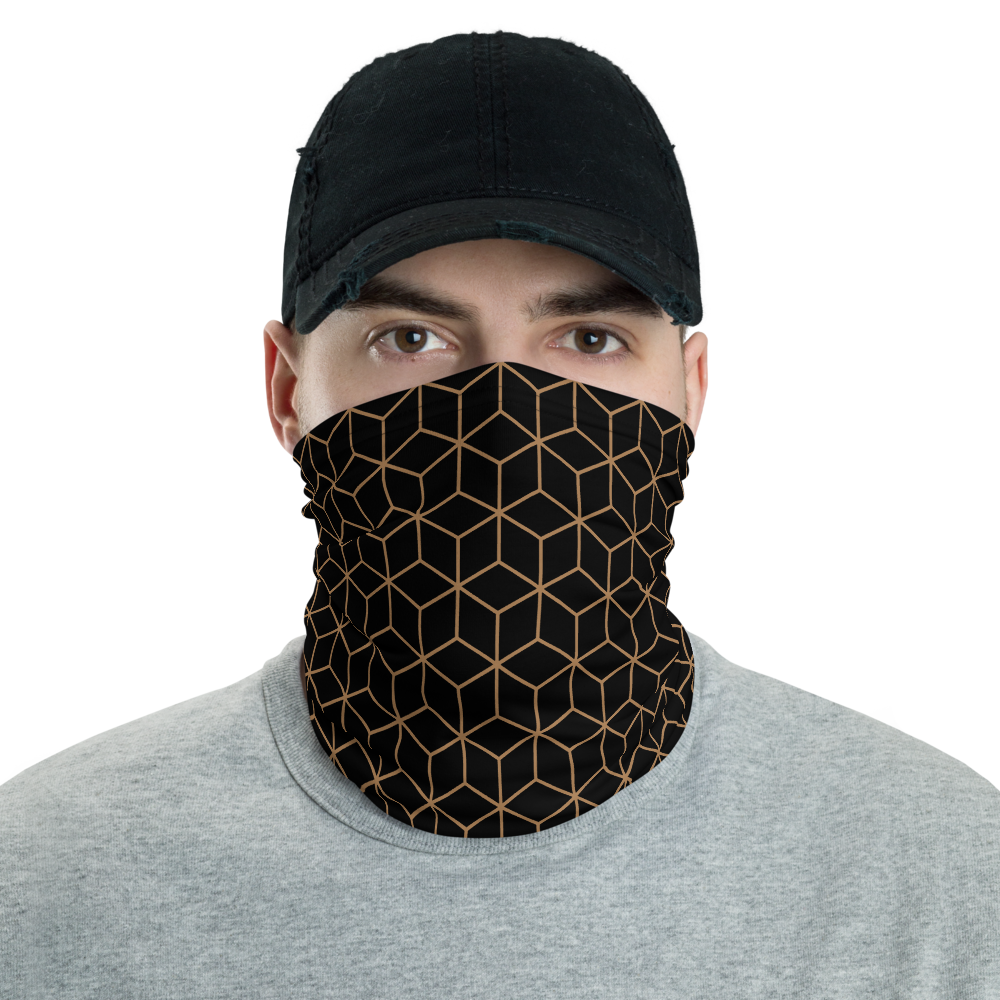 Default Title Diamond Gold on Black Pattern Neck Gaiter Masks by Design Express