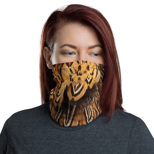 Default Title Brown Pheasant Feathers Neck Gaiter Masks by Design Express