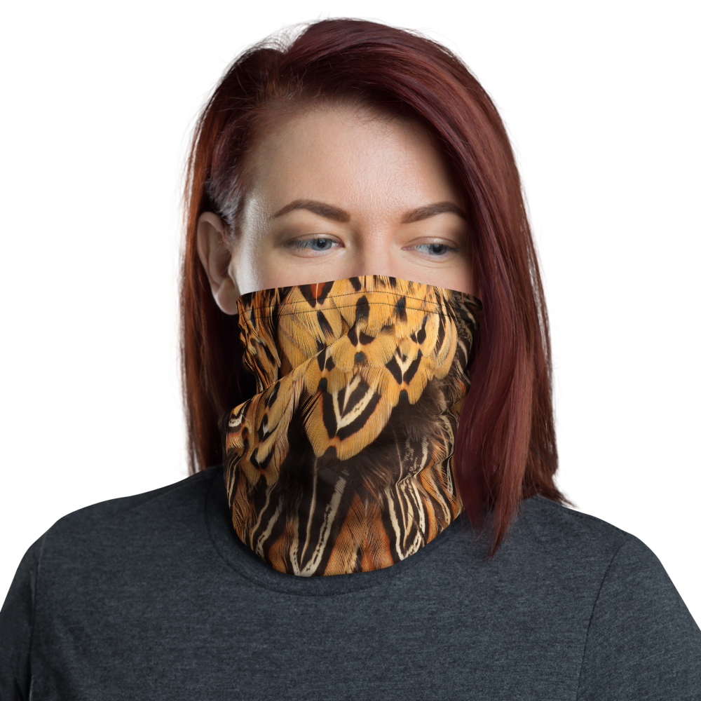 Default Title Brown Pheasant Feathers Neck Gaiter Masks by Design Express