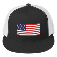 Black/ White United States Flag "Solo" Trucker Cap by Design Express