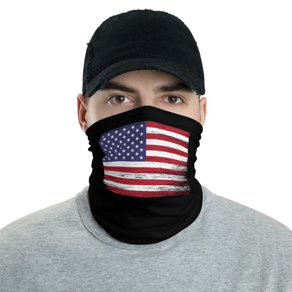 Default Title Black Distressed USA Flag Neck Gaiter Masks by Design Express