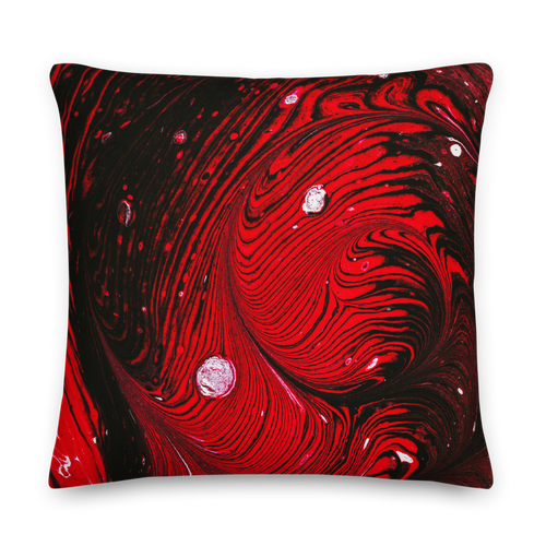 22×22 Black Red Abstract Square Premium Pillow by Design Express