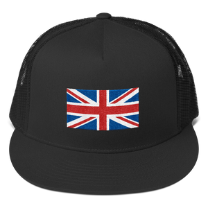 Black United Kingdom Flag "Solo" Trucker Cap by Design Express