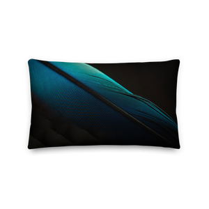 Blue Black Feathers Rectangle Premium Pillow by Design Express