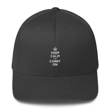 Dark Grey / S/M Keep Calm and Carry On (White) Structured Twill Cap by Design Express