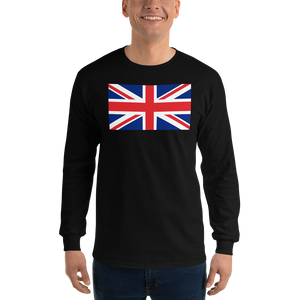 Black / S United Kingdom Flag "Solo" Long Sleeve T-Shirt by Design Express