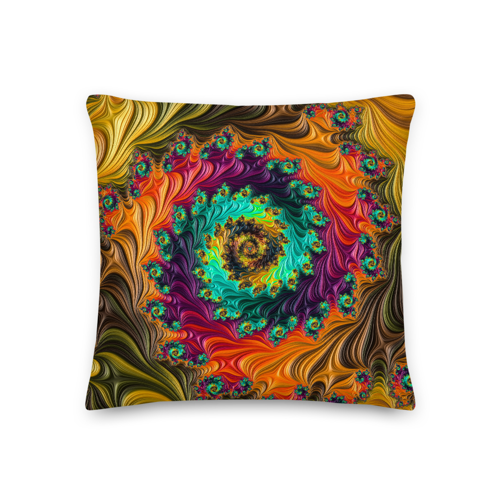 18×18 Multicolor Fractal Square Premium Pillow by Design Express