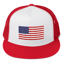 Red/ White/ Red United States Flag "Solo" Trucker Cap by Design Express