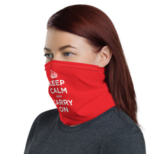 Red Keep Calm & Carry On Face & Neck Gaiter Masks by Design Express