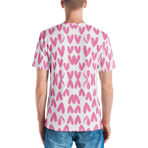 Pink Heart Pattern Men's T-shirt by Design Express