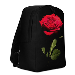 Red Rose on Black Minimalist Backpack by Design Express