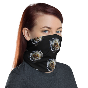 White Rose on Black Neck Gaiter Masks by Design Express