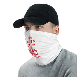 White Red Keep Calm and Wash Your Hands Neck Gaiter Masks by Design Express