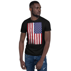 Black / S US Flag Distressed Short-Sleeve Unisex T-Shirt by Design Express