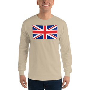 Sand / S United Kingdom Flag "Solo" Long Sleeve T-Shirt by Design Express