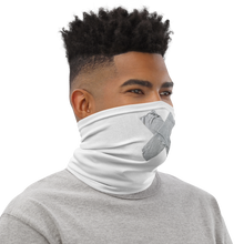 Crossed Grey Duct Tape on White Neck Gaiter by Design Express