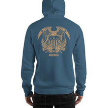 United States Of America Eagle Illustration Gold Reverse Backside Hooded Sweatshirt by Design Express