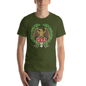 Olive / S USA Eagle Illustration Short-Sleeve Unisex T-Shirt by Design Express