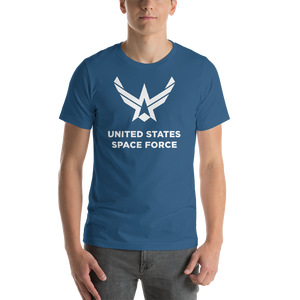 Steel Blue / S United States Space Force "Reverse" Short-Sleeve Unisex T-Shirt by Design Express