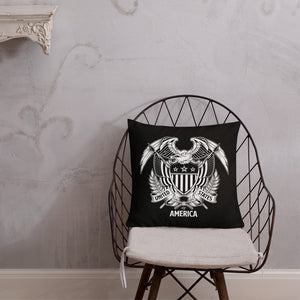 United States Of America Eagle Illustration Reverse Premium Pillow by Design Express