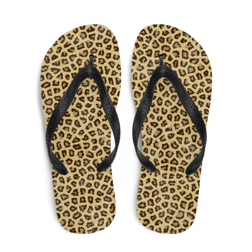 Yellow Leopard Print Flip-Flops by Design Express