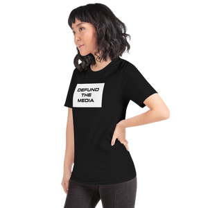 Defund The Media Rectangular Unisex Black T-Shirt by Design Express