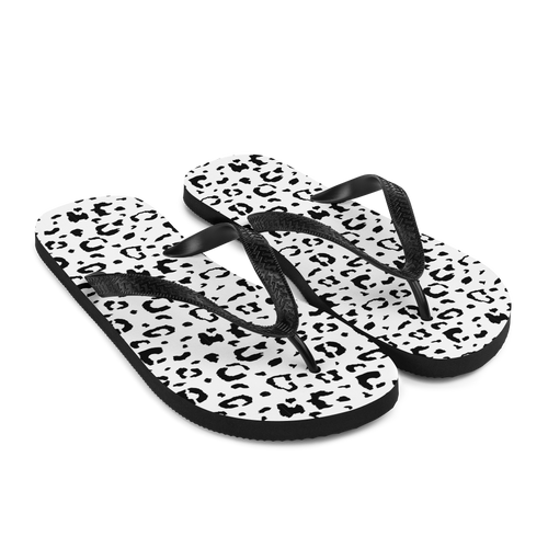 Black & White Leopard Print Flip-Flops by Design Express