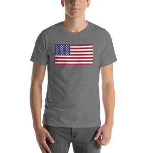 Deep Heather / S United States Flag "Solo" Short-Sleeve Unisex T-Shirt by Design Express