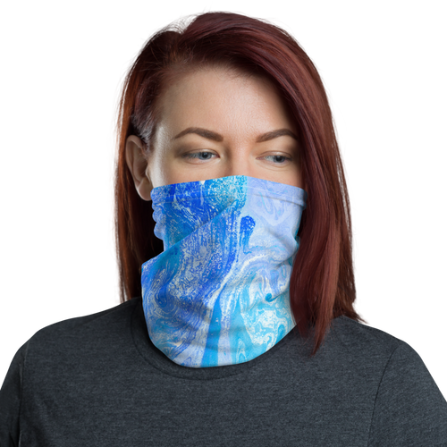 Default Title Blue Watercolor Marble Neck Gaiter Masks by Design Express