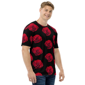 Charming Red Rose Large Pattern Men's T-shirt by Design Express