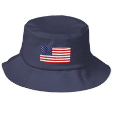 Navy United States Flag "Solo" Old School Bucket Hat by Design Express