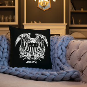 United States Of America Eagle Illustration Reverse Premium Pillow by Design Express