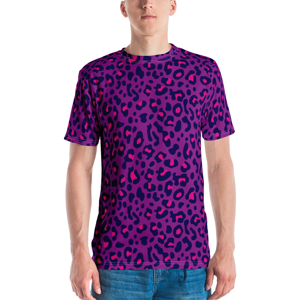 XS Purple Leopard Print Men's T-shirt by Design Express