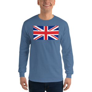 Indigo Blue / S United Kingdom Flag "Solo" Long Sleeve T-Shirt by Design Express