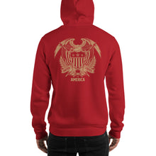 United States Of America Eagle Illustration Gold Reverse Backside Hooded Sweatshirt by Design Express