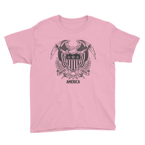 CharityPink / XS United States Of America Eagle Illustration Youth Short Sleeve T-Shirt by Design Express