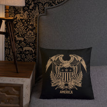 United States Of America Eagle Illustration Reverse Gold Premium Pillow by Design Express