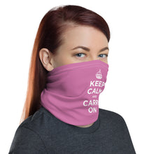 Pink Keep Calm & Carry On Neck Gaiter Masks by Design Express