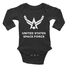 Black / 6M United States Space Force "Reverse" Infant Long Sleeve Bodysuit by Design Express